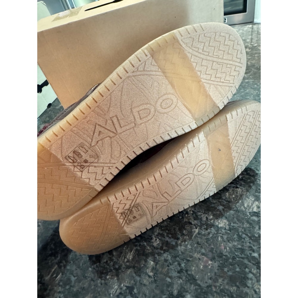 Aldo Chicsneaker2 Burgundy Croc Embossed Low Top Sneakers Womens 10 41 Gum Sole - Picture 6 of 6